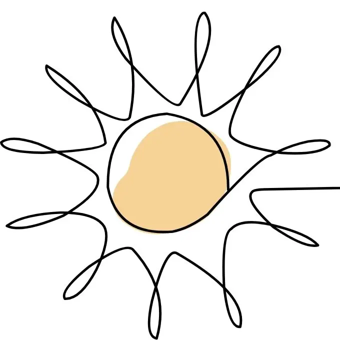 12 Minimal line illustration of a sun representing nourishment and renewal