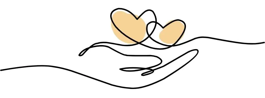 17 Line illustration of a hand holding a heart